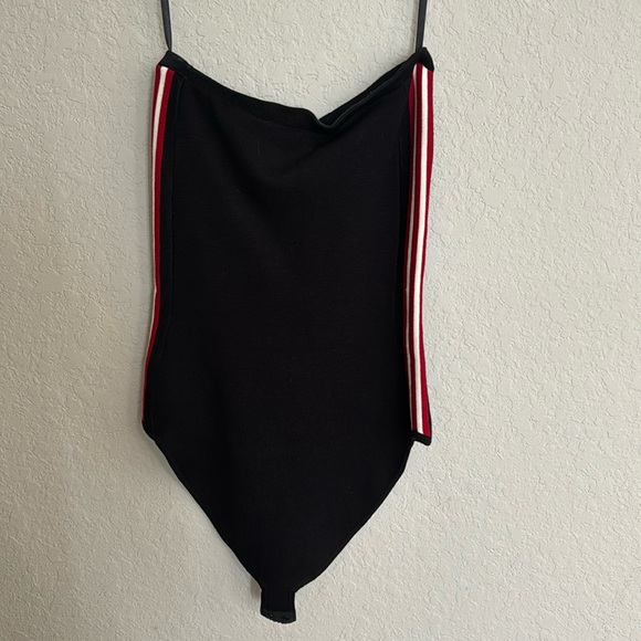 Black tube top with red and white stripe - Picture 1 of 3